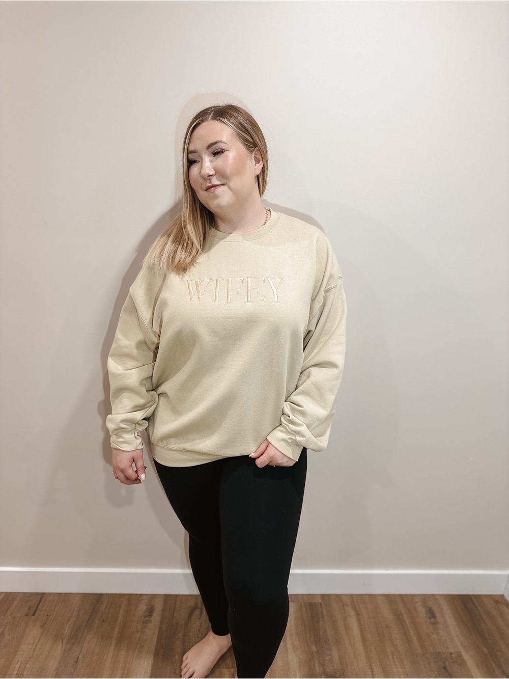 Cream 'Wifey' Embroidered Sweatshirt - Women's Top